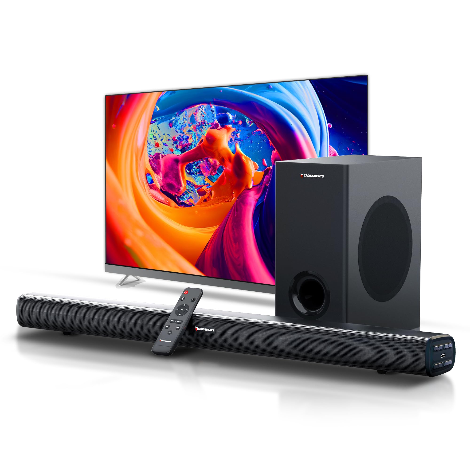 CrossBeats Blaze B2000 5.2 Dolby Home Theater Speaker 900W for TV with 2 subwoofer Satellite Speakers, soundbar for Smart tv | HDMI eARC, USB & Aux | Bluetooth Sound bar Music System Home Theatre