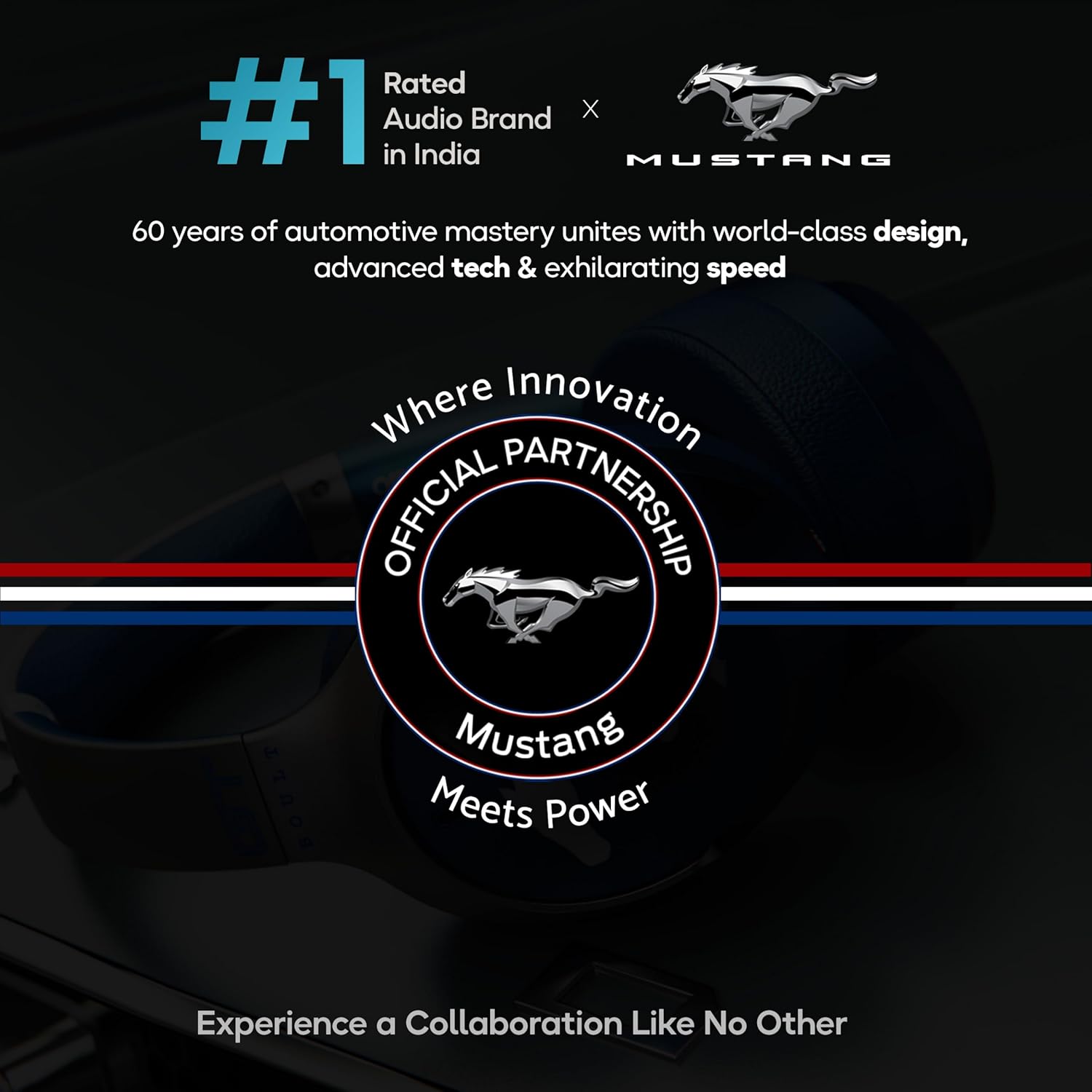 Boult GOBOULT (Formerly Mustang Q Over Ear Bluetooth Headphones 70H Playtime, 40mm Bass Drivers, Zen ENC Mic, Type-C Fast Charging, 4 EQ Modes, Bluetooth 5.4, AUX Option, IPX5 Wireless Headphones