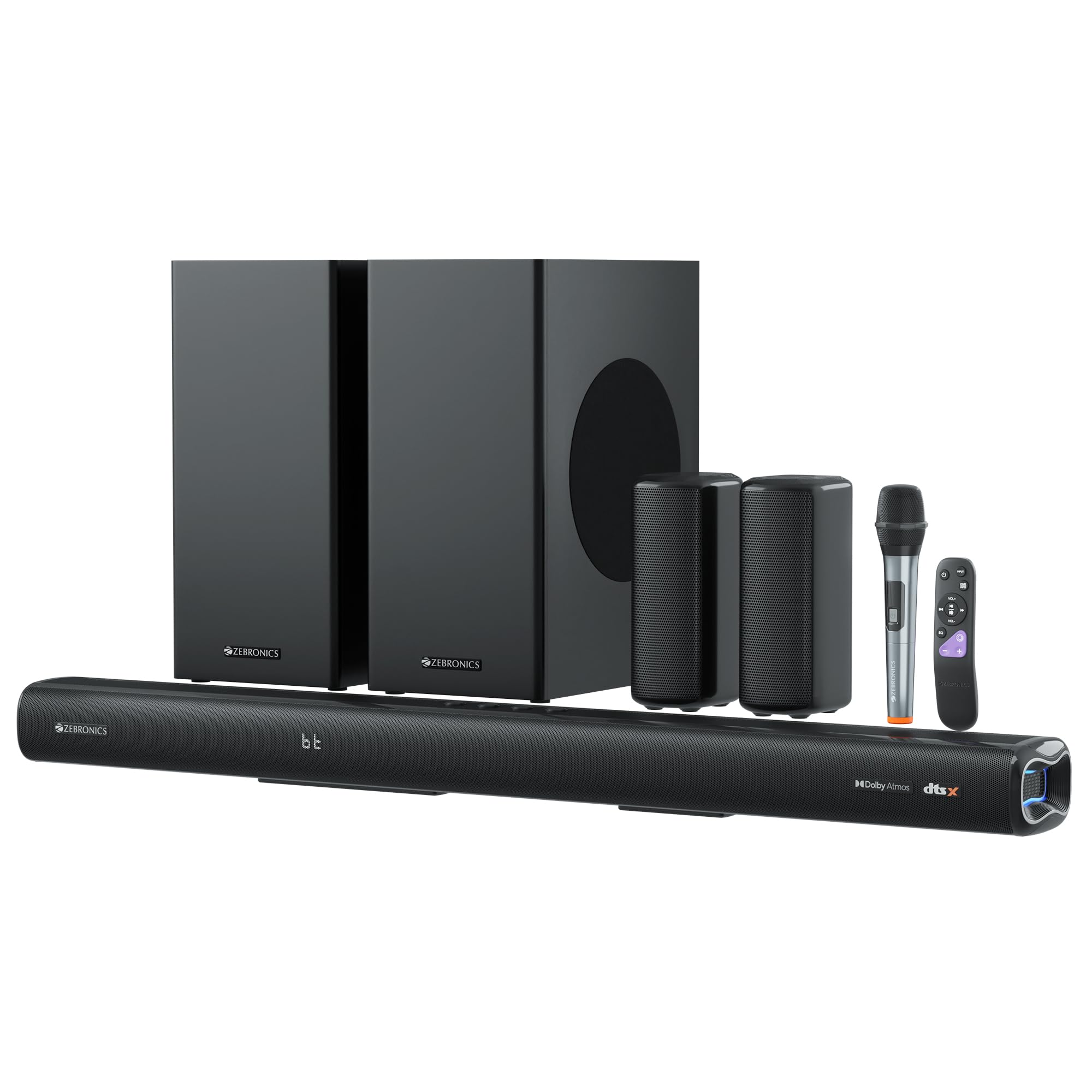 ZEBRONICS Juke BAR 9510WS PRO Dolby 5.1 Soundbar, Dolby Audio, 600 Watts, Wireless (Dual Rear Satellites & 6.5" Subwoofer), Triple Driver Soundbar, Bluetooth v5.1 | HDMI (ARC) | Optical | USB | AUX