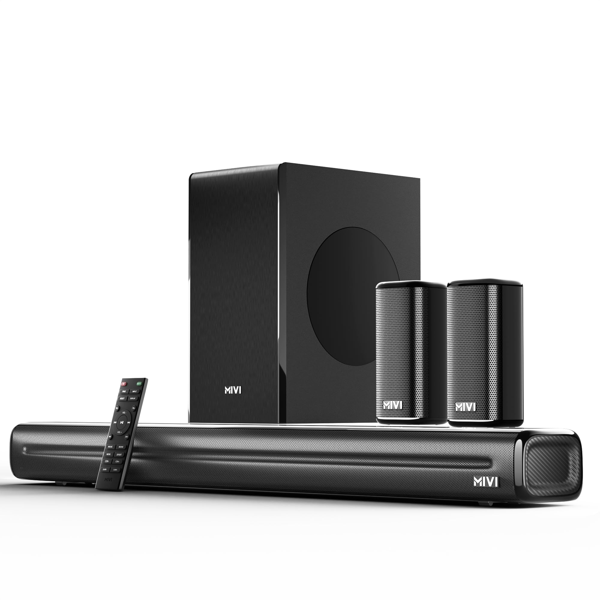 Mivi Superbars Cinematic 900W Premium Dolby Home Theatre System [Newly Launch] with Dual Subwoofers soundbar, 5.2 Channel, EQ & Input Modes, BT v5.3, Sound bar
