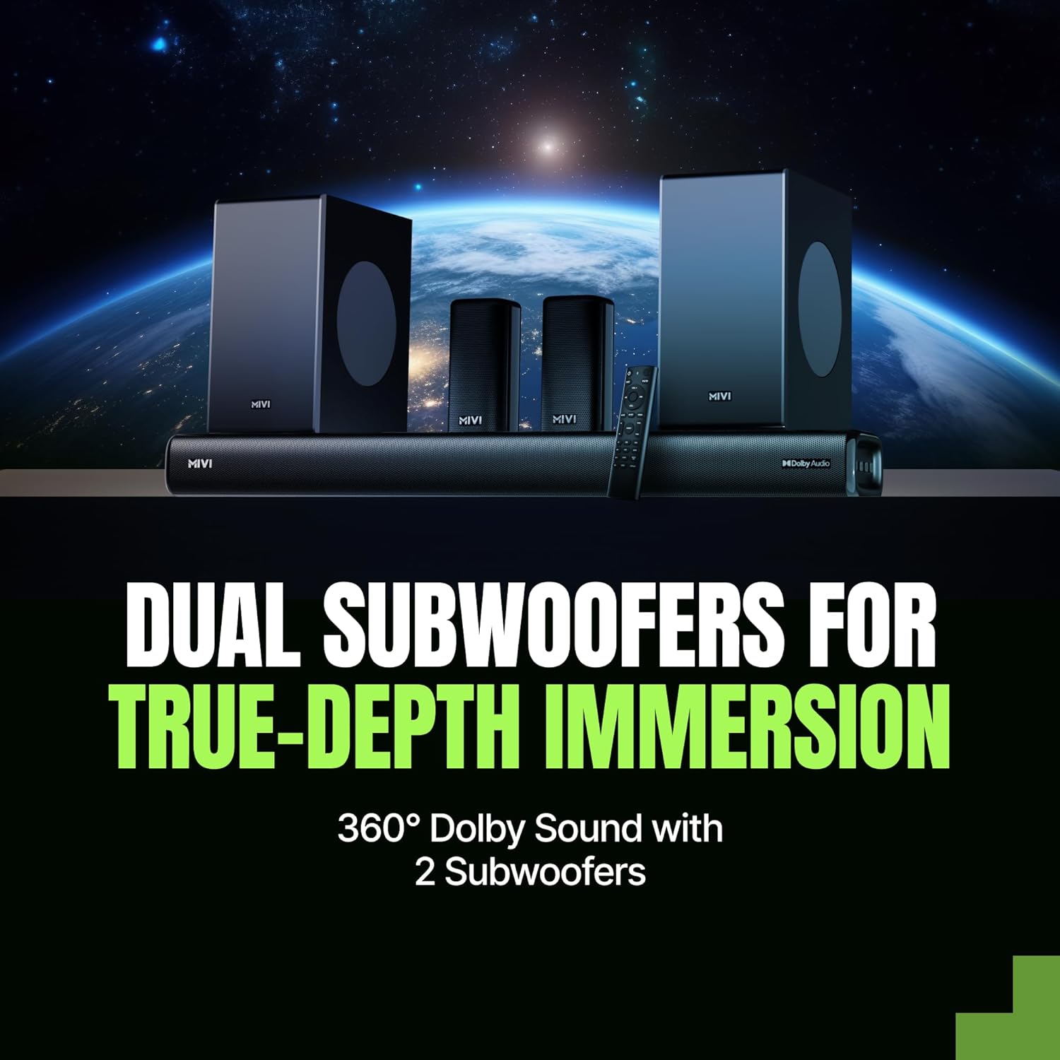 Mivi Superbars Cinematic 900W Premium Dolby Home Theatre System [Newly Launch] with Dual Subwoofers soundbar, 5.2 Channel, EQ & Input Modes, BT v5.3, Sound bar