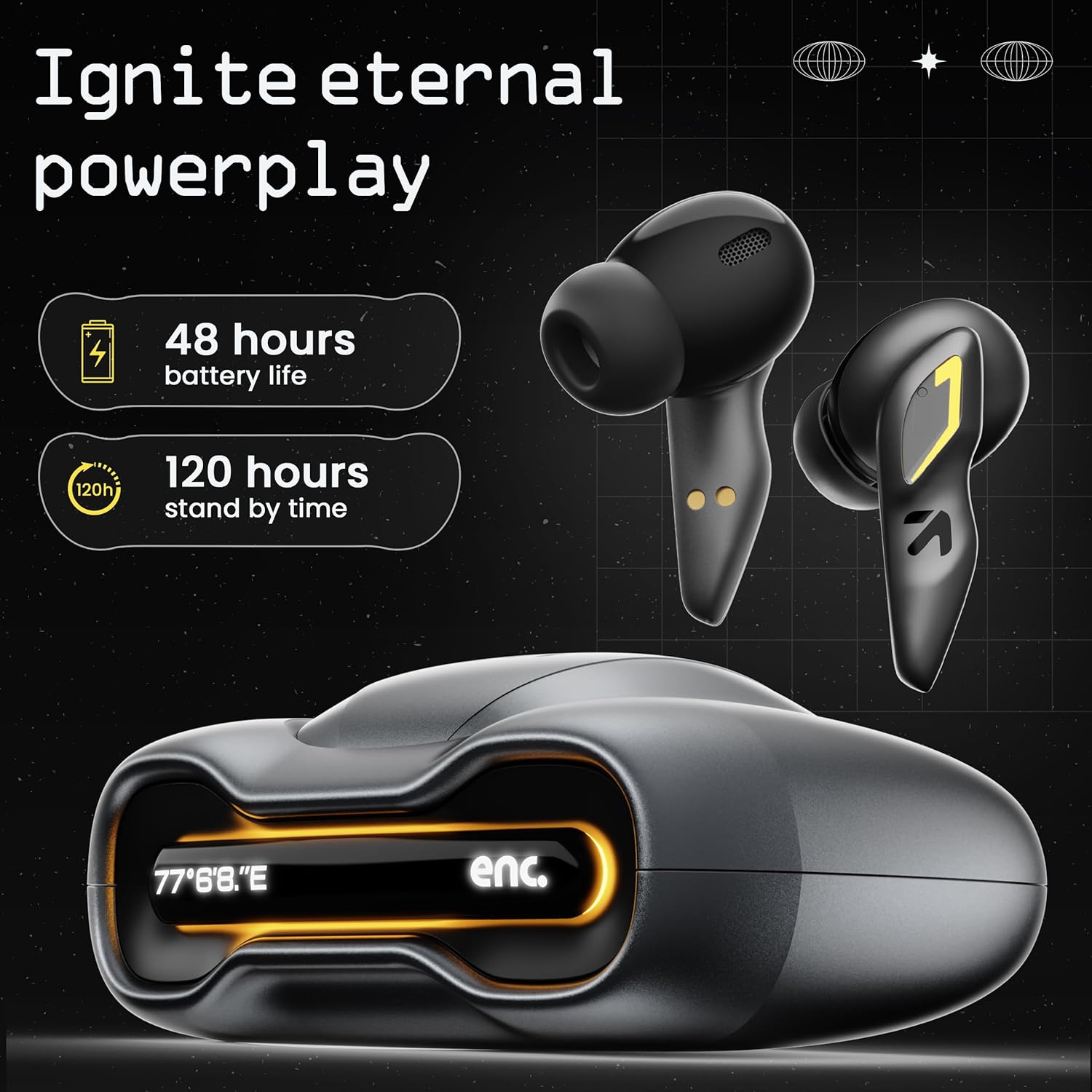 Boult GOBOULT (Formerly Astra with 48H Playtime, Built-in App Support, 45ms Low Latency Gaming, 4 Mics ENC, Breathing LEDs, 13mm Bass Drivers, TWS Ear Buds, Made in India (Smoky Metal)