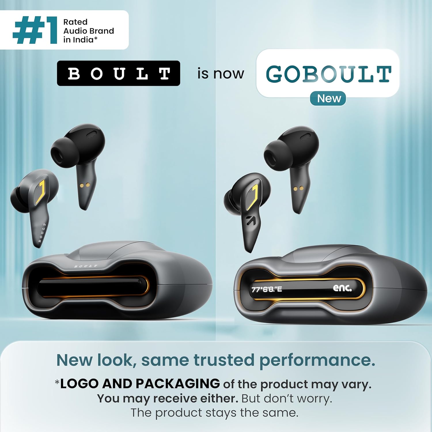 Boult GOBOULT (Formerly Astra with 48H Playtime, Built-in App Support, 45ms Low Latency Gaming, 4 Mics ENC, Breathing LEDs, 13mm Bass Drivers, TWS Ear Buds, Made in India (Smoky Metal)
